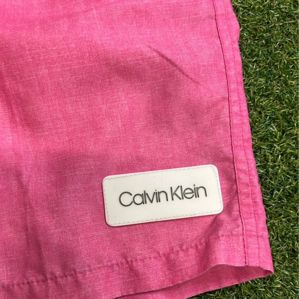 Calvin Klein Mens Pink Swim Shorts Trunk Elastic Waist Logo Small